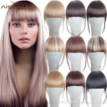 AiSi Hair Hot Sale Heat Resistant Synthetic Fiber Straight Bangs Hair Fringe Clip In Hair Extensions for Women
